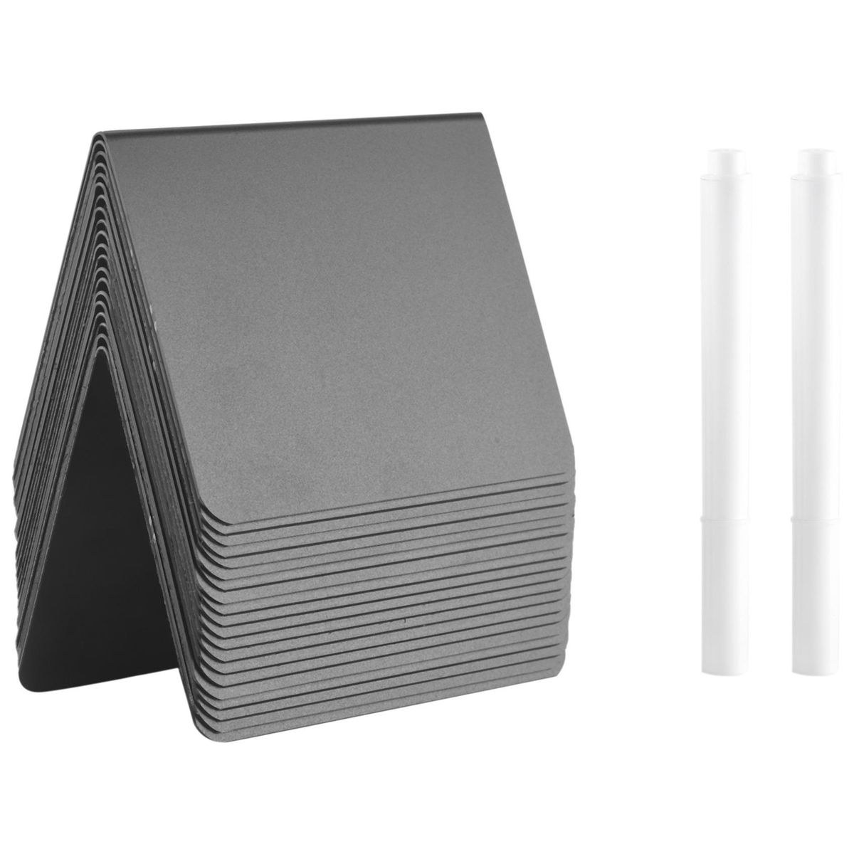 20 Pieces Mini Chalkboard Signs A-Shaped Chalkboard Tables Buffet Tags PVC Erasable Blackboards with White Chalk Markers