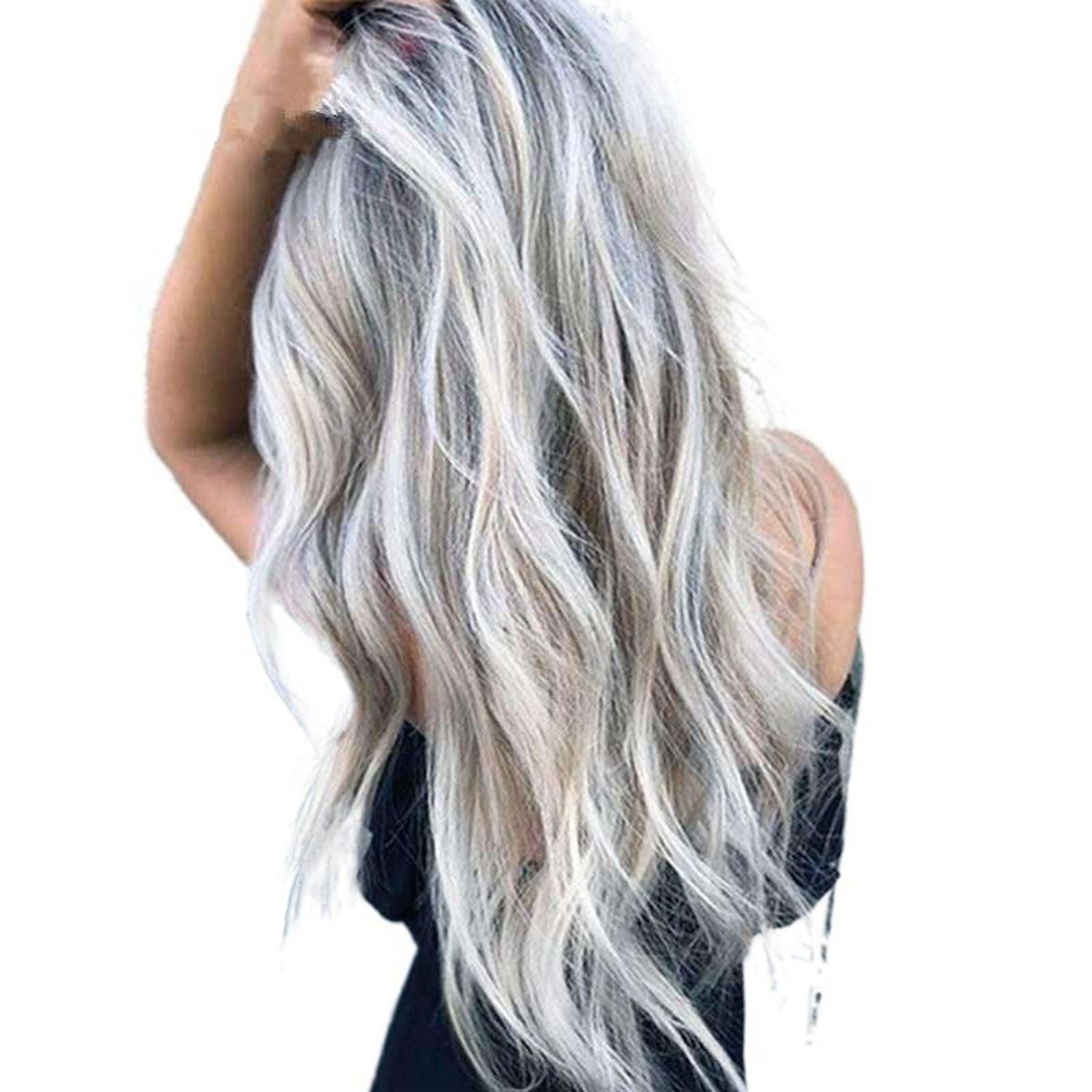 Anime Wig Bleached and Dyed Long Curly Hair COS Gray Gradient Women's Wig
