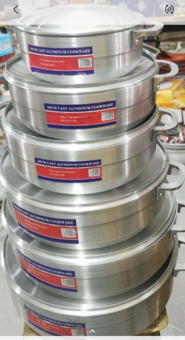 6 Set Polished Aluminium Cookware Set