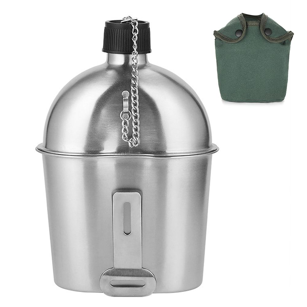 2pcs 1000ml 600ml Stainless Steel Military Canteen Cup Set