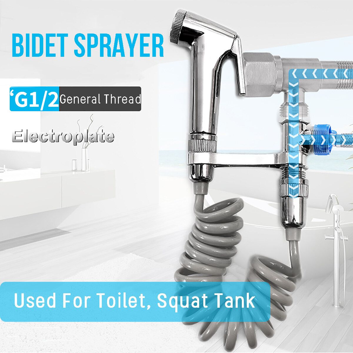 ABS Portable Handheld Bidet Sprayer Set For Toilet Retractable Spring Hose Adapter Free Mounting Bracket Cleaning Tool