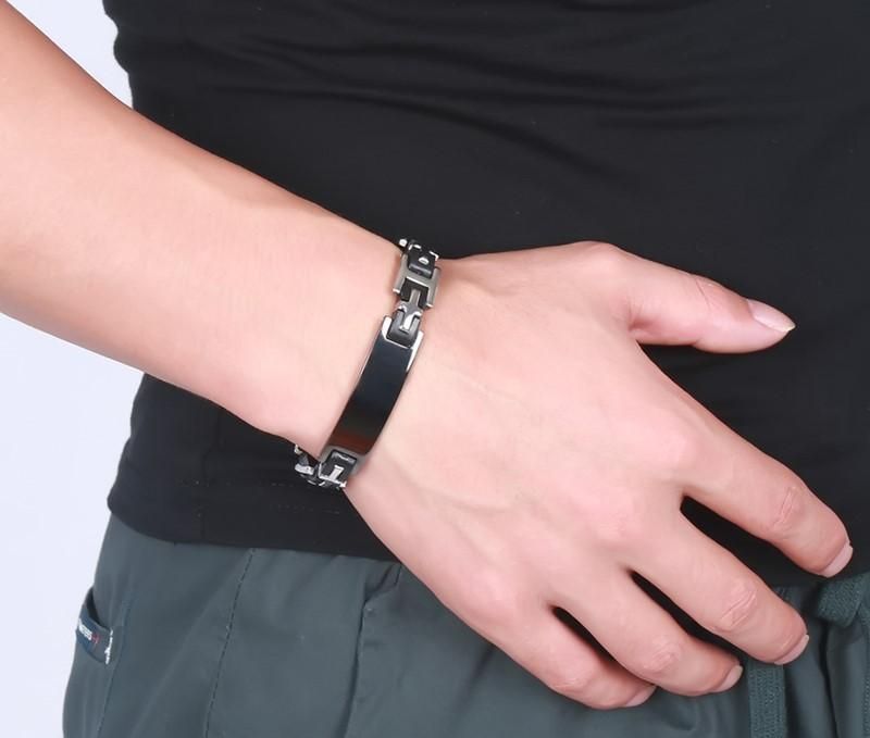 Men's Bracelet Titanium Steel Silicone Stainless Steel Bracelet Black