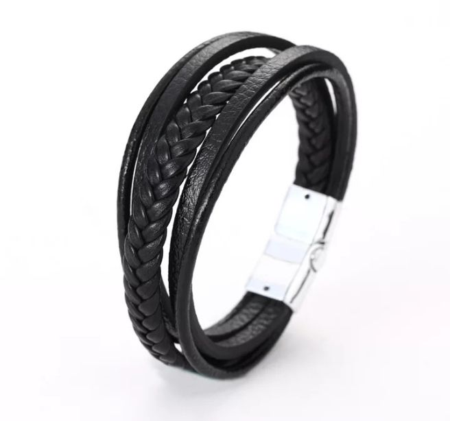 Mens Trendy Multilayer Leather Bracelet
