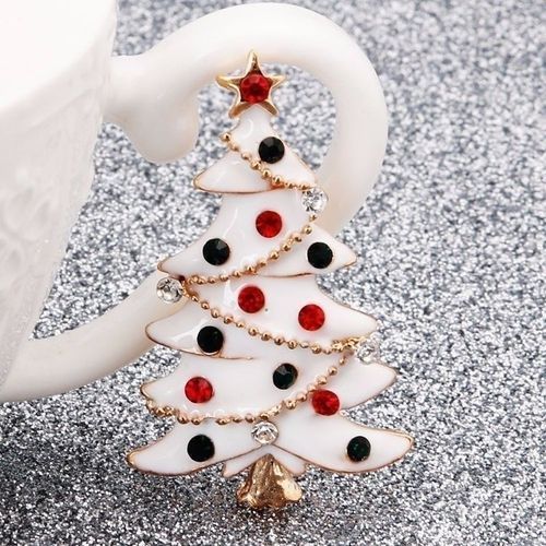 Women Vintage Christmas Tree Rhinestone Brooch