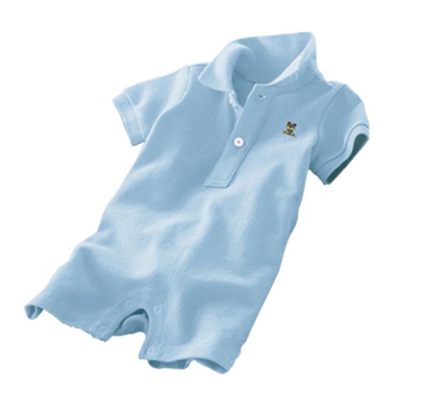 Baby Boys' Woven Collar Romper-Blue
