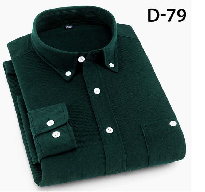 Cotton Corduroy Shirt Long Sleeve Winter Regular Fit Mens Casual Shirt Warm S~6xl Solid Men's Shirts With Pokets Autumn Quality G701 4XL