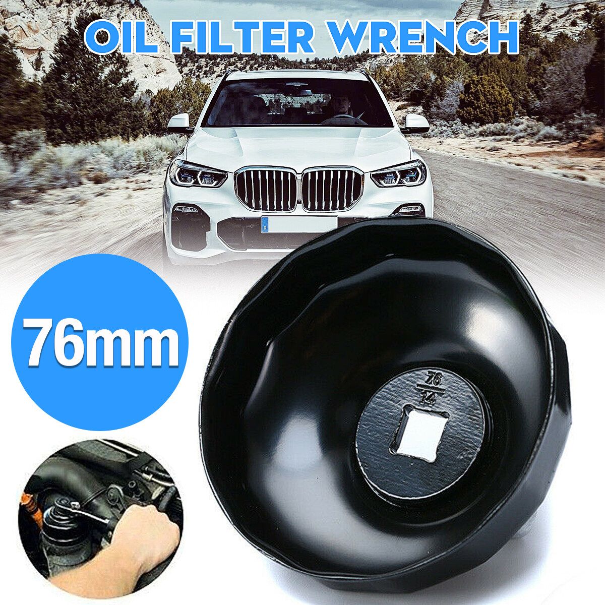 Oil Filter Cap Wrench Cup Socket Remover Tool 76mm 14 Flute Fit For BMW New
