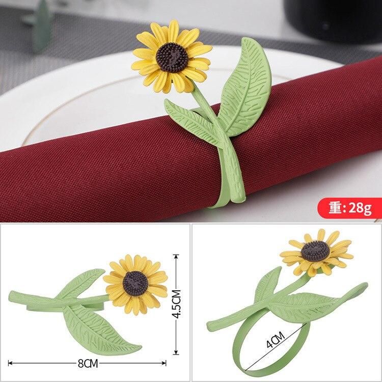 1pc Flowers Napkin Rings Wedding Table Decoration Metal Napkin Holder Valentine's Day Sun Flower Tulip Rose Napkin Ring Holders