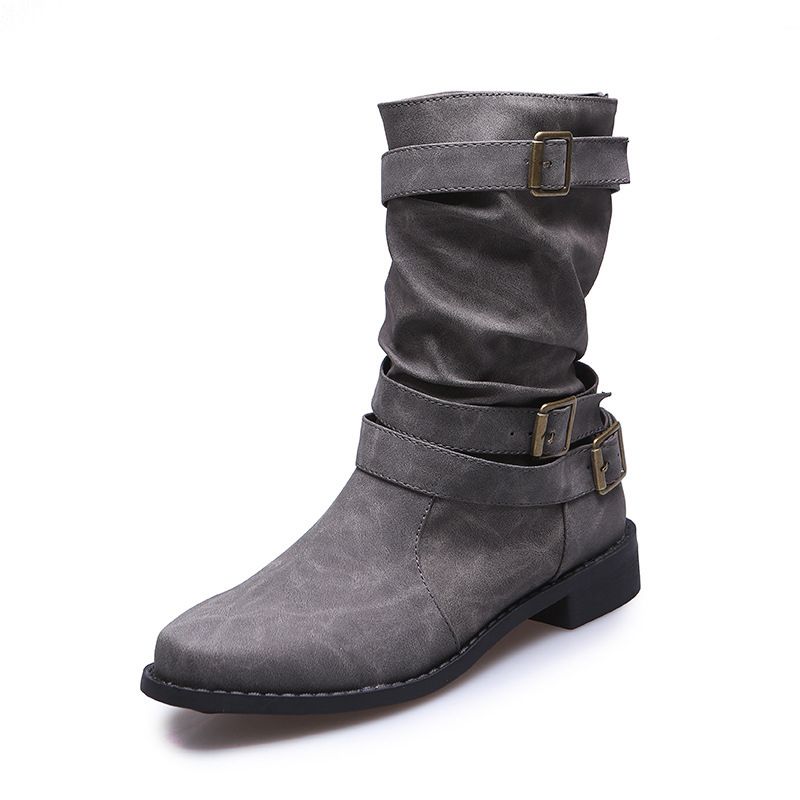 New Ladies Boots Lady Shoes Party Women Boots Mid Calf Boots Square Heels Knee