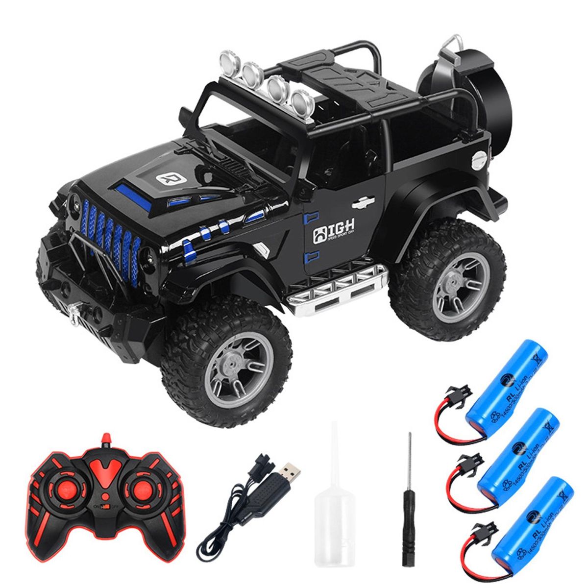 Remote Control Car Colorful Light Music Rc Off-road Vehicle for Boys Black