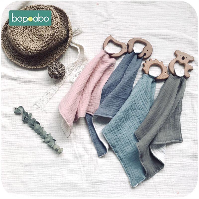 Bopoobo 1pc Olive Oil Wooden Cotton Saliva Towel Holder For