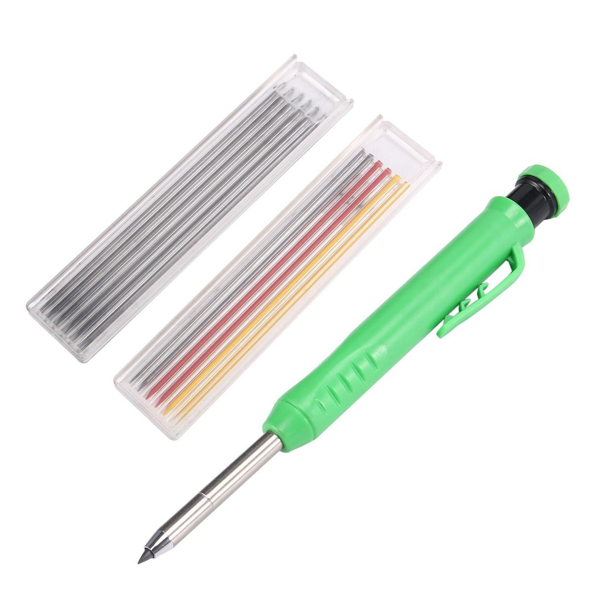Solid Carpenter Pencil Set with 12 Refill Leads Kit for Wood