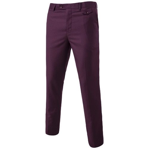 Quality Men Suit Pants Solid Color Casual Business Office Trousers Slim Men's