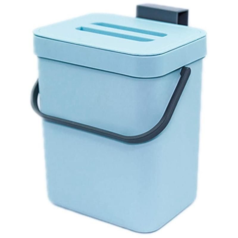 Kitchen Compost Bin for Countertop or Under Sink Composting Ndoor Home Trash Can with Removable Airtight Lid Blue