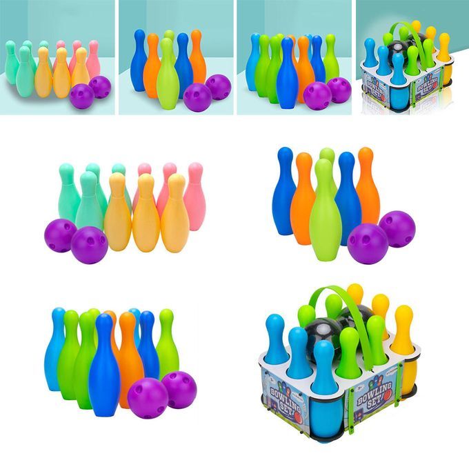 Multi-Color Plastic Bowling Balls Set For Kids Ages 3+ Toy 10 Pin 17cm