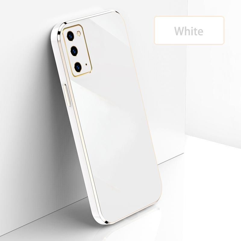 Ultra Thin Plating Phone Case for Samsung Galaxy Note 20 4G 5G Lens Protection soft Phone Back Cover-White