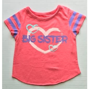 Baby Girl Taped Arm Short Sleeve  Top- Big Sister