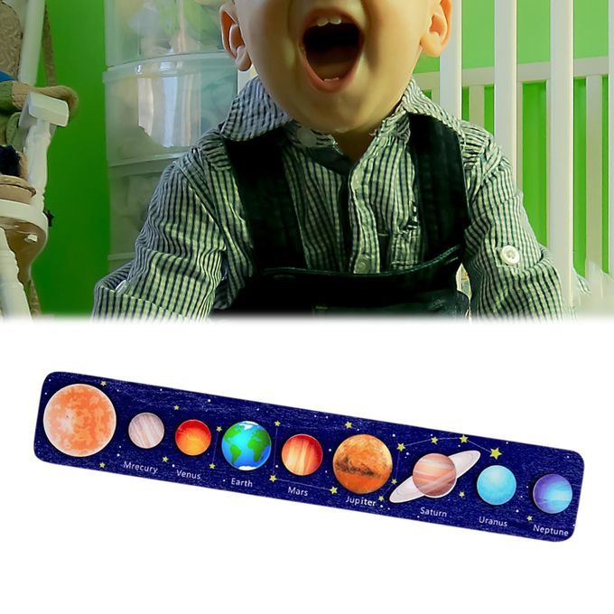 Solar System Puzzle Board Educational Toy Fine Motor Dark Blue B