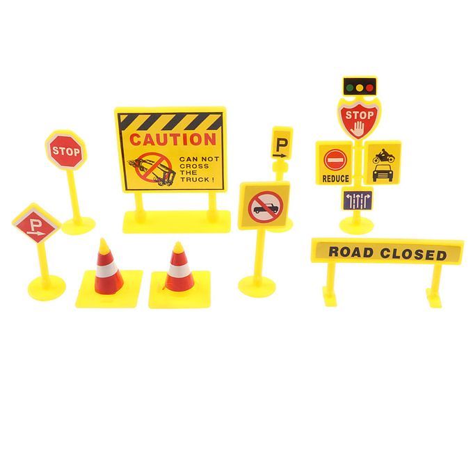 9Pcs Road Construct1/50 Traffic Signpost Model Toy For Mini Scenery