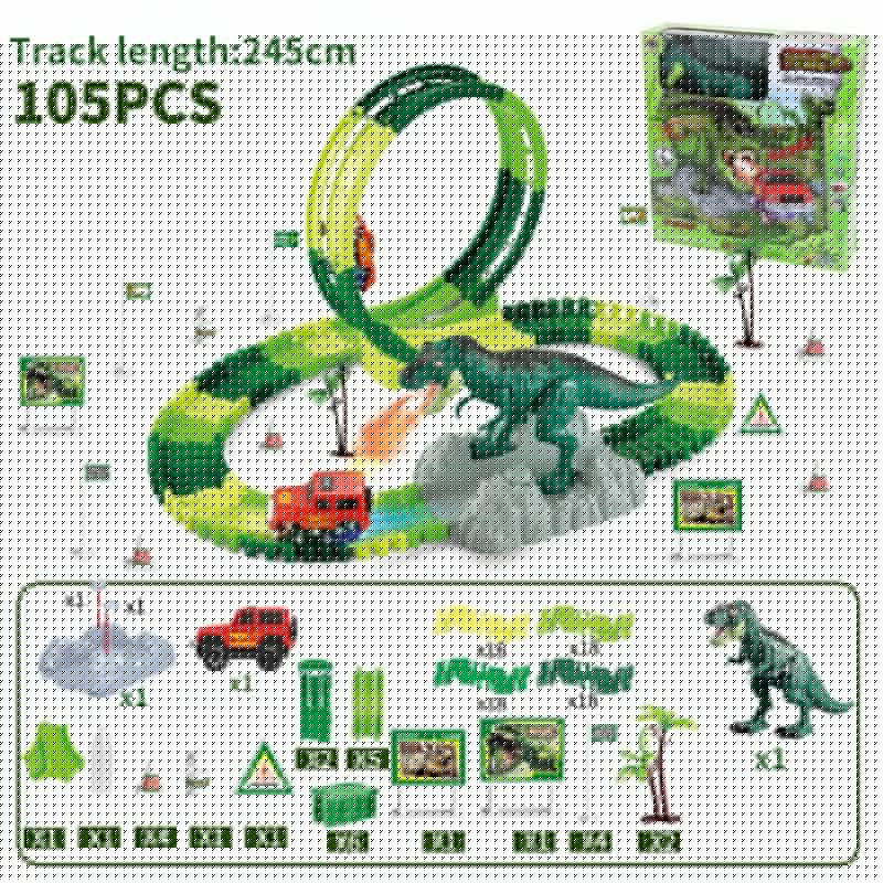 Dinosaur TraRailway Car Racing Vehicle Toys Electric Spray Dragon DIY Assembly Bricks Electric Car Set Christmas Gifts
