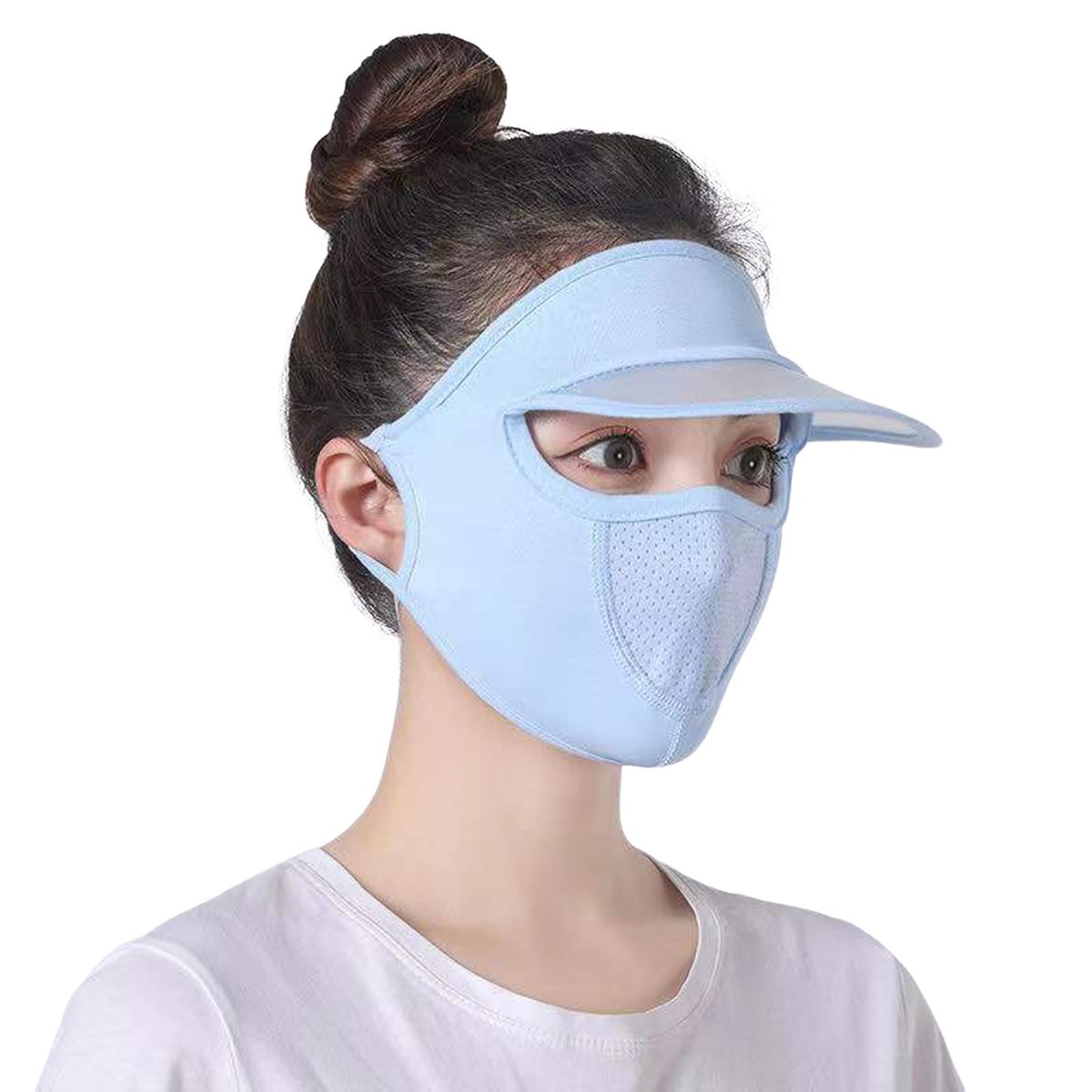 Face Cover Cap Sport Cycling Hat Sunscreen Face Cover Light Blue