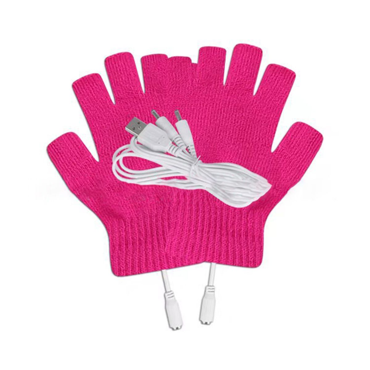 1 Pair Electric Gloves Knitted Warm Heated Thermal Gloves Pink