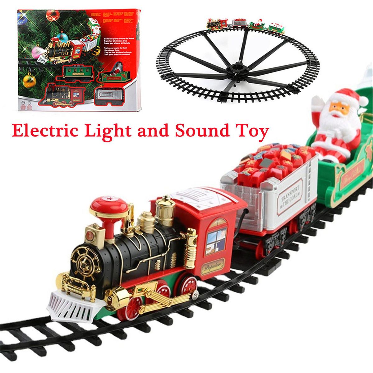 Christmas Electric Train Toy Rail Car Mini TraFrame With Sound Light Christmas Tree Series Building Decors Kid Train Toy Gift