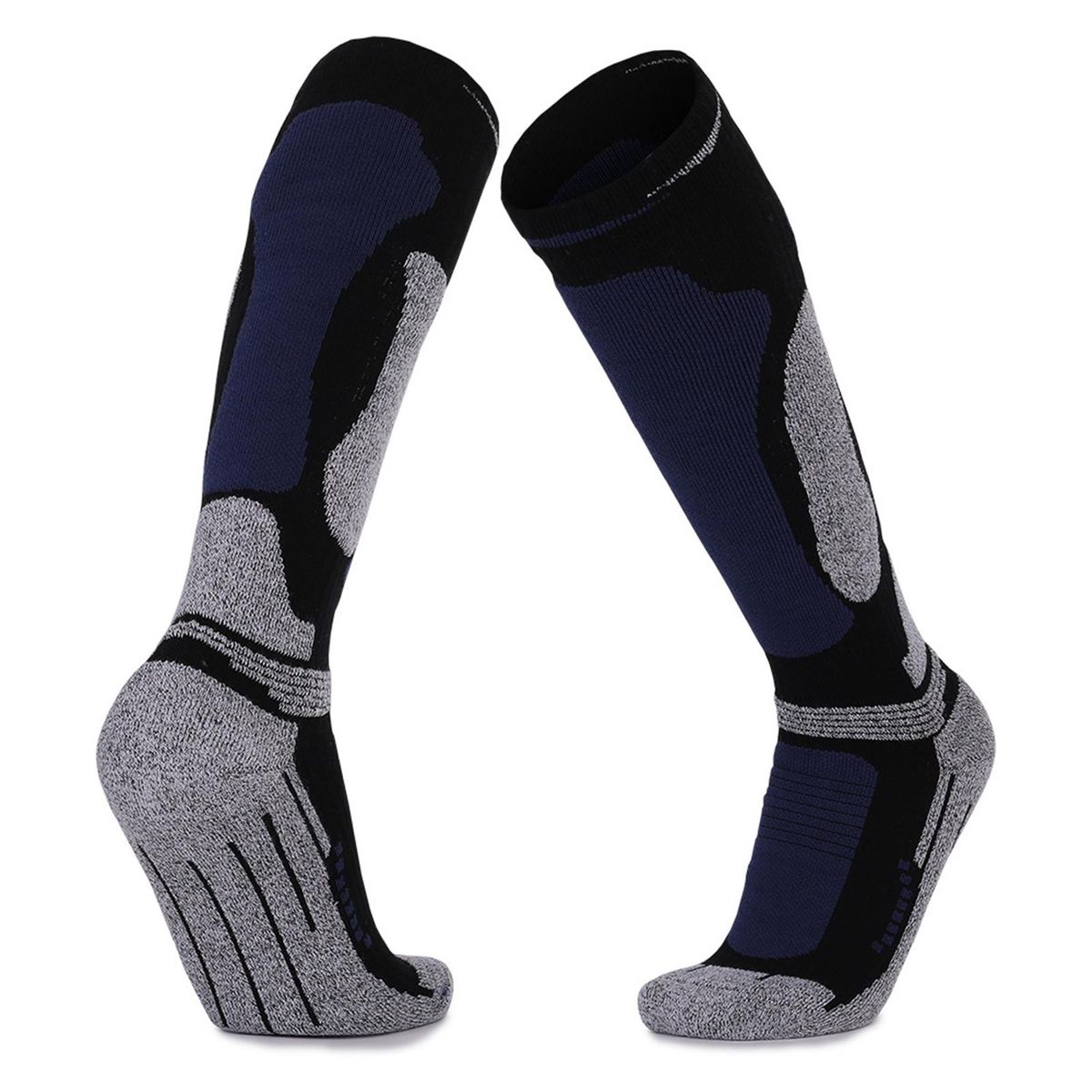 1 Pair Unisex Ski Socks High Stretch Anti Slip Thermal Socks Royal Blue