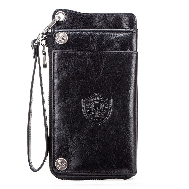 CONTACT'S Men's Wallet Genuine Leather Clutch Man Walet Brand Luxury Male Purse Long Wallets Zip Coin Purse 6.5\