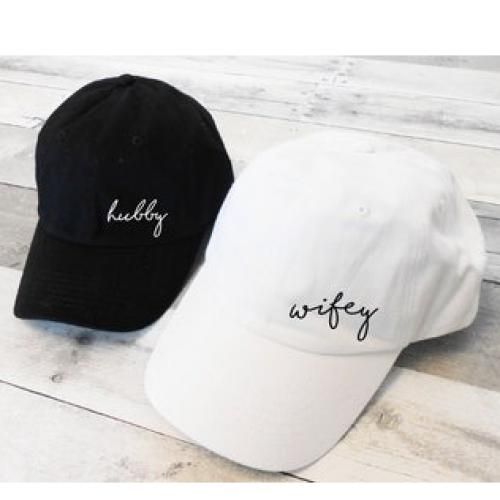 Hubby And Wifey Couples Face Cap-black And White