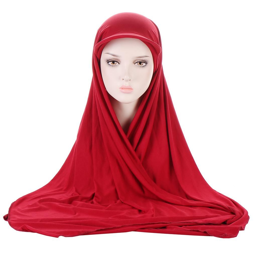 Ramadan Muslim  Baseball Caps With Jersey Scarf Hijab Shawl Solid Color Bandana Turban Bonnet Women Hat Ready To Wear