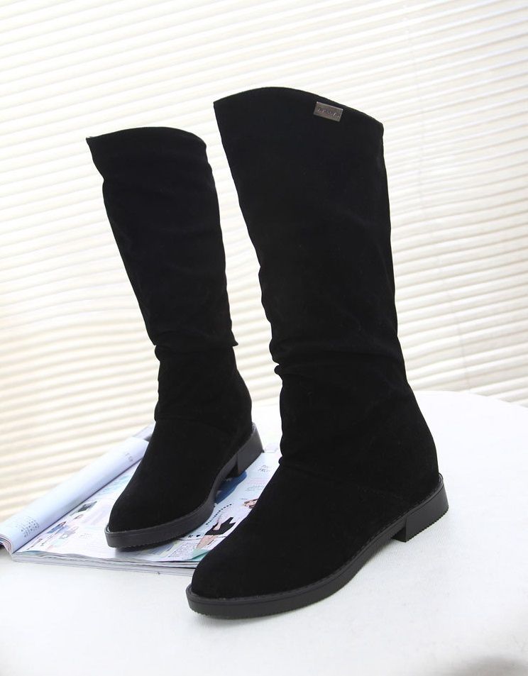 Ladies Fashion Platform Boots Chunky Heel Wedges Mid Calf Casual Brand Thick Bottom Winter Shoes