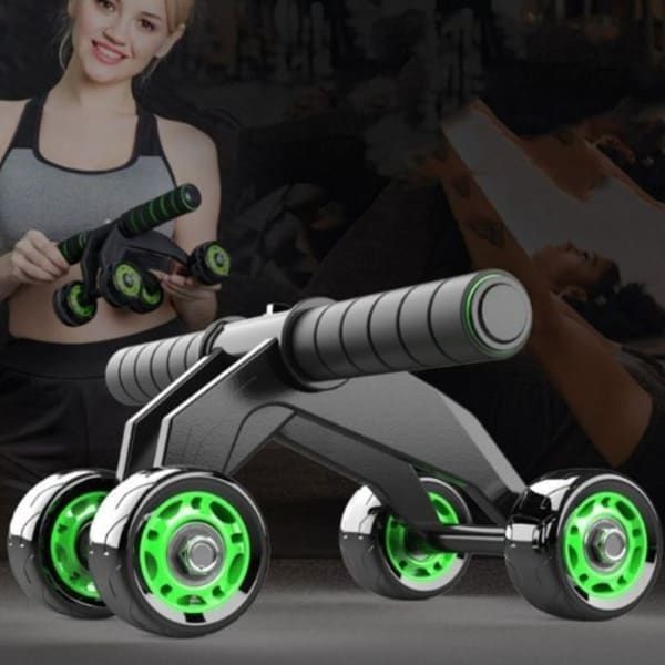 Balanced 4 Wheel Roller Abdominal Exercise + Knee Support