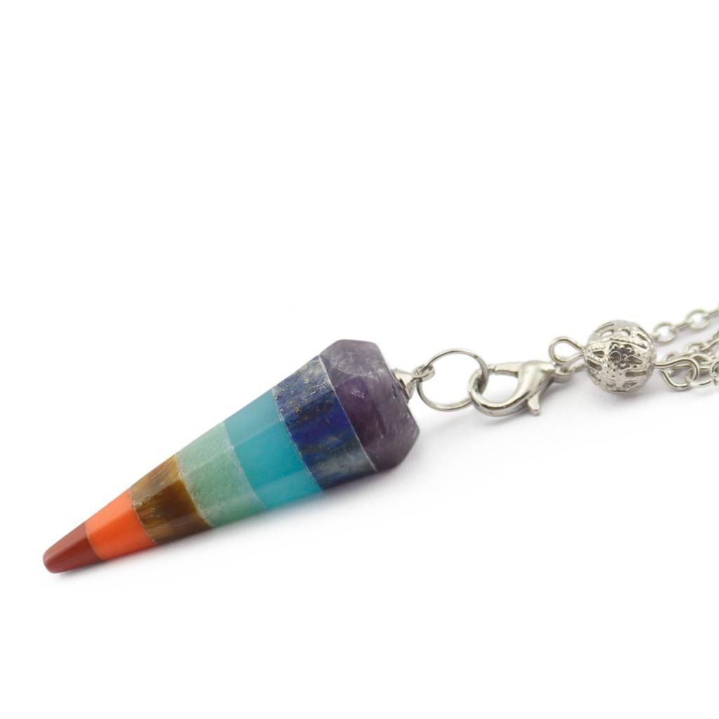 Reiki 7 Chakra Stone  Crystal Point Pyramid Dowsing Pendulum Dowser