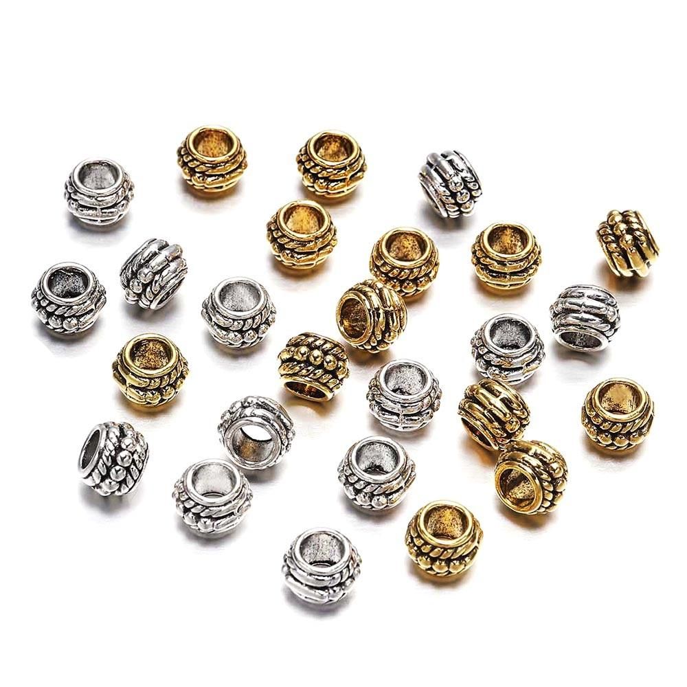 30pcs/lot 8mm Gold  Antique Plated Loose Spacer Bead For Jewelry Making Vintage Bracelet Beads Findings Handmade Supplies
