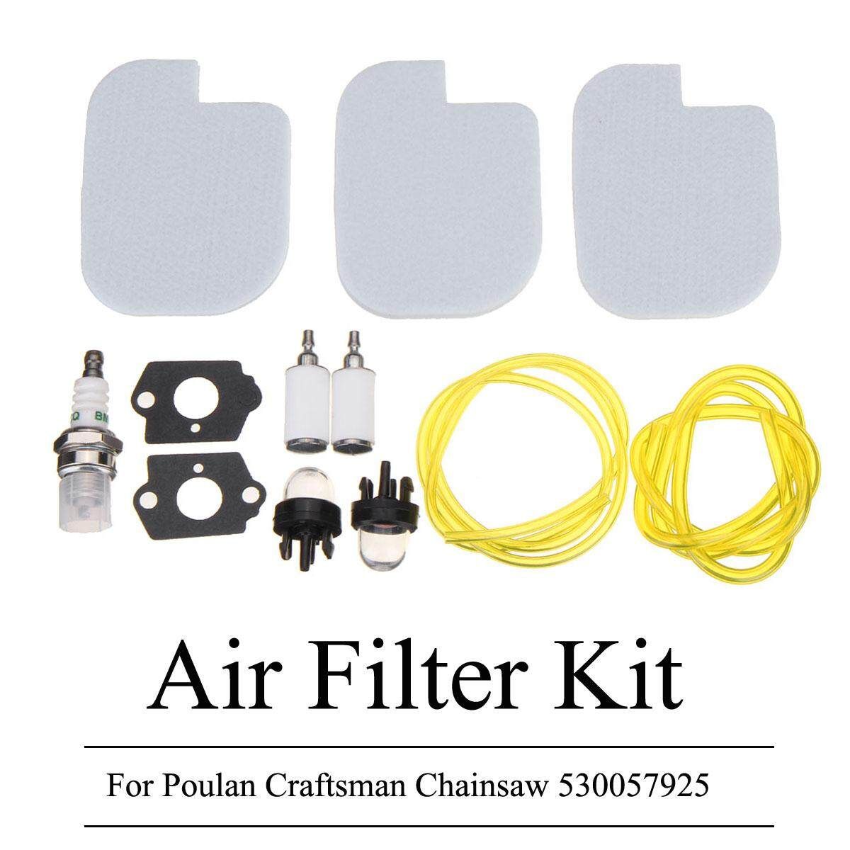 12Pcs Air Filter Line Filter Tune Up Kit For Poulan Craftsman Chainsaw 530057925