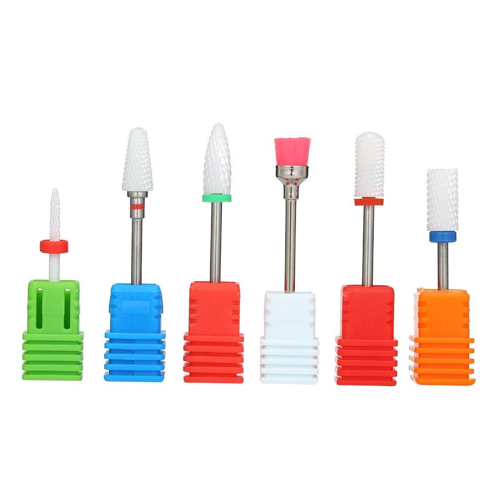 6pcs Nail Drill Bits Cuticle Cleaner Dust Drill Brush Rotary