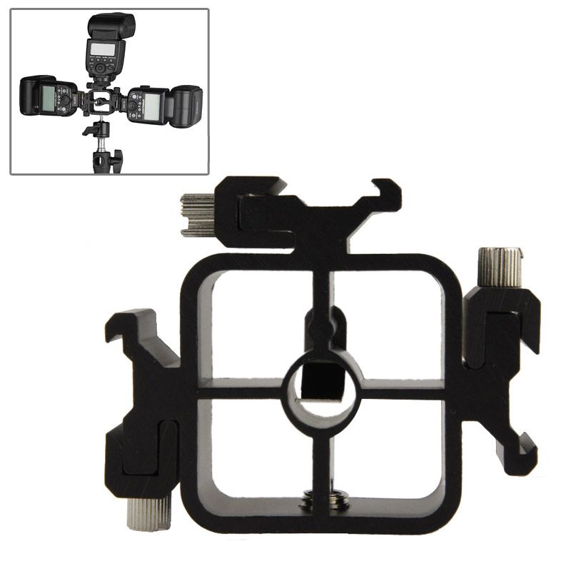 3 Triple Head Hot Shoe Mount Adapter Flash Holder Bracket Light Stand Holder (XF0003)