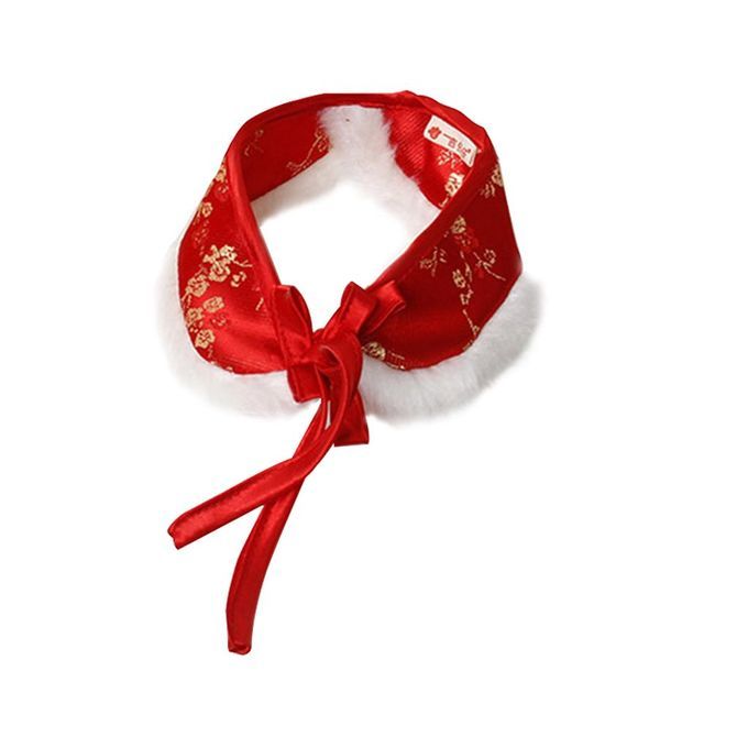 Cute Pet Cloak Shawl Bow Tie New Year Scarf Cat Christmas Red S