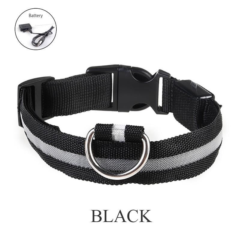 Dog Collar Nylon LED Pet Night Safety Flashing Glow In The Dark Dogs Leash Neck Band Luminous Fluor