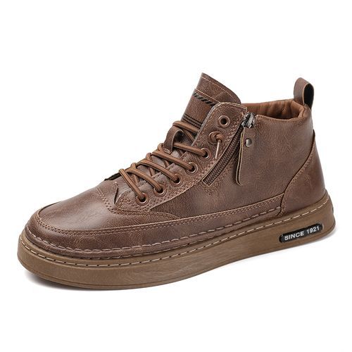 Men Leather High Top Boots