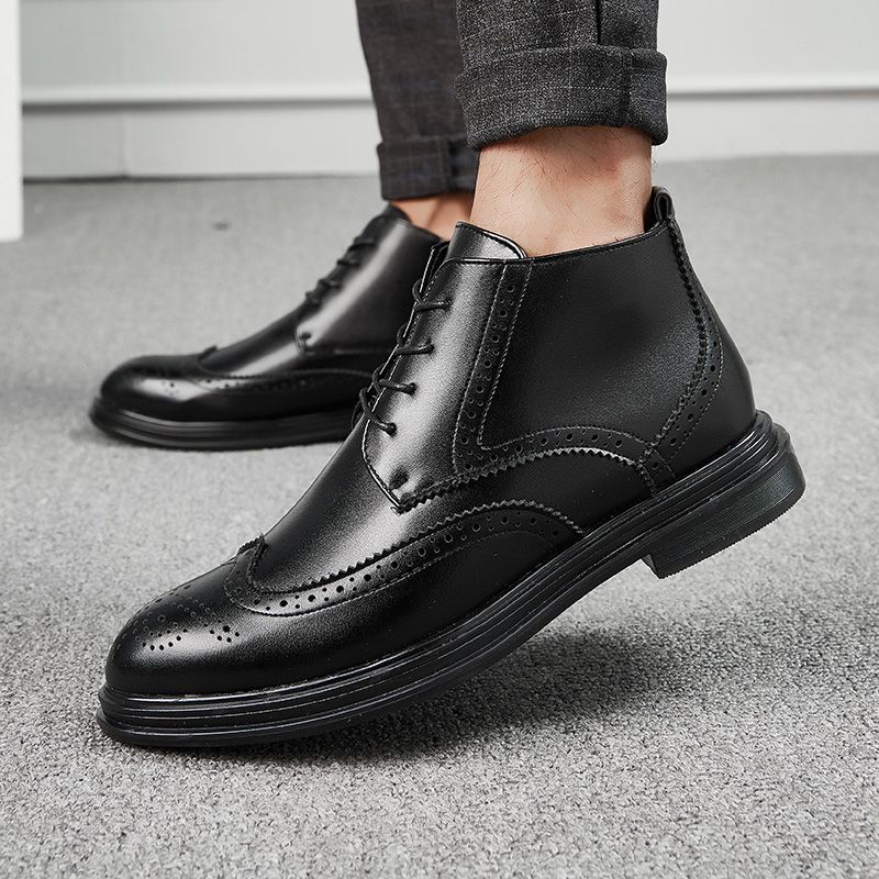 Big Size Mens Oxfords Boots Dress Ankle Booties-Black