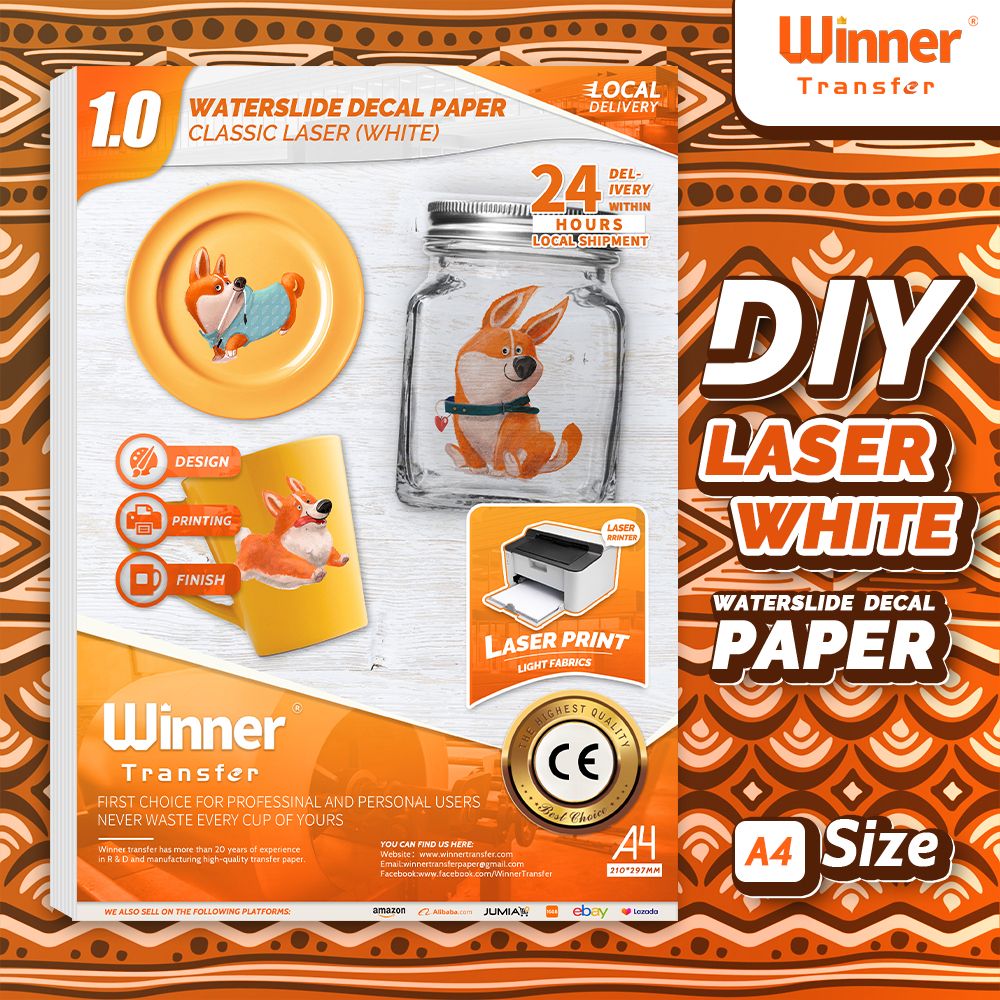 Laser White 20 Sheets Waterslide Decal Paper For Dark&light Materials A4 For Tumbler Mug Glasse