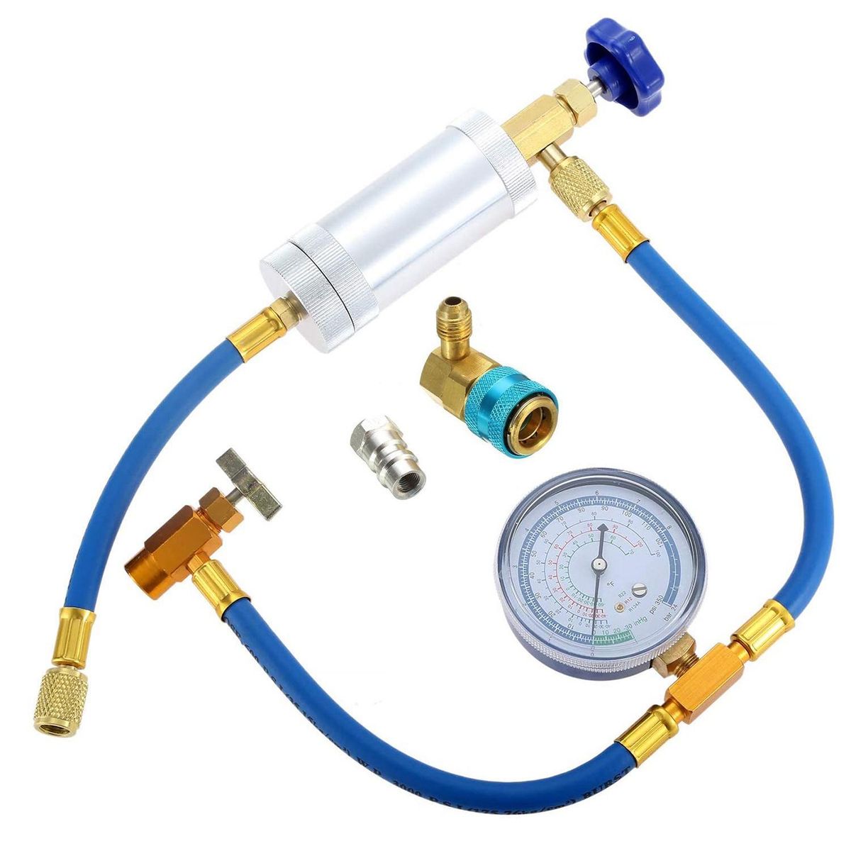 Air Conditioner A/C Oil Injector Tool with Gauge R12 R134A