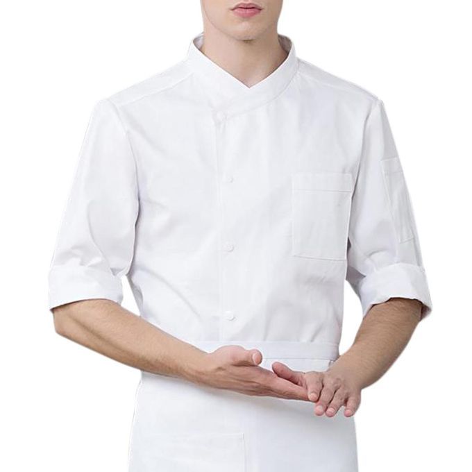 Women Mens Uniform Chef Coat Restaurant Kitchen Bar Half Sleeve White