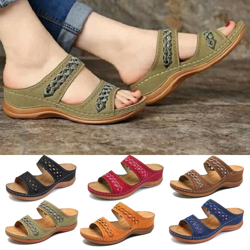 Women's Sandal With Retro Heel / Casual Beach Sandal(Brown)