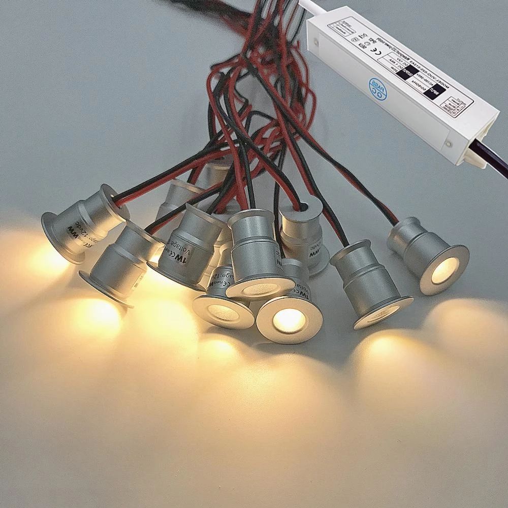 5 Pcs Outdoor IP65 Deck DJ KTV Party Stage Led Spotlight With Transformer 1W Mini LED Ceiling Lighting 12V Downlight Focos Spot Lamp