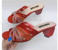 Gorgeous Ladies Block Heel Sandals-Red