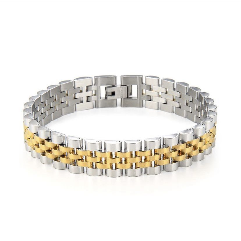 HIGH QUALITY STEEL GOLD SILVER MENS BRACELET