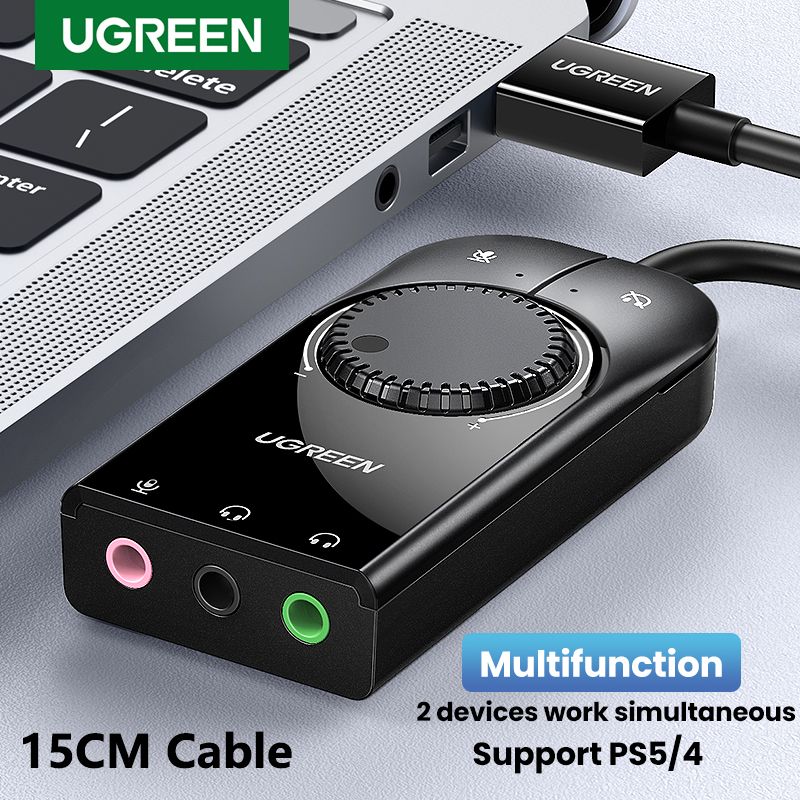 Sound Card USB Audio External 3.5mm Microphone Adapter 15CM